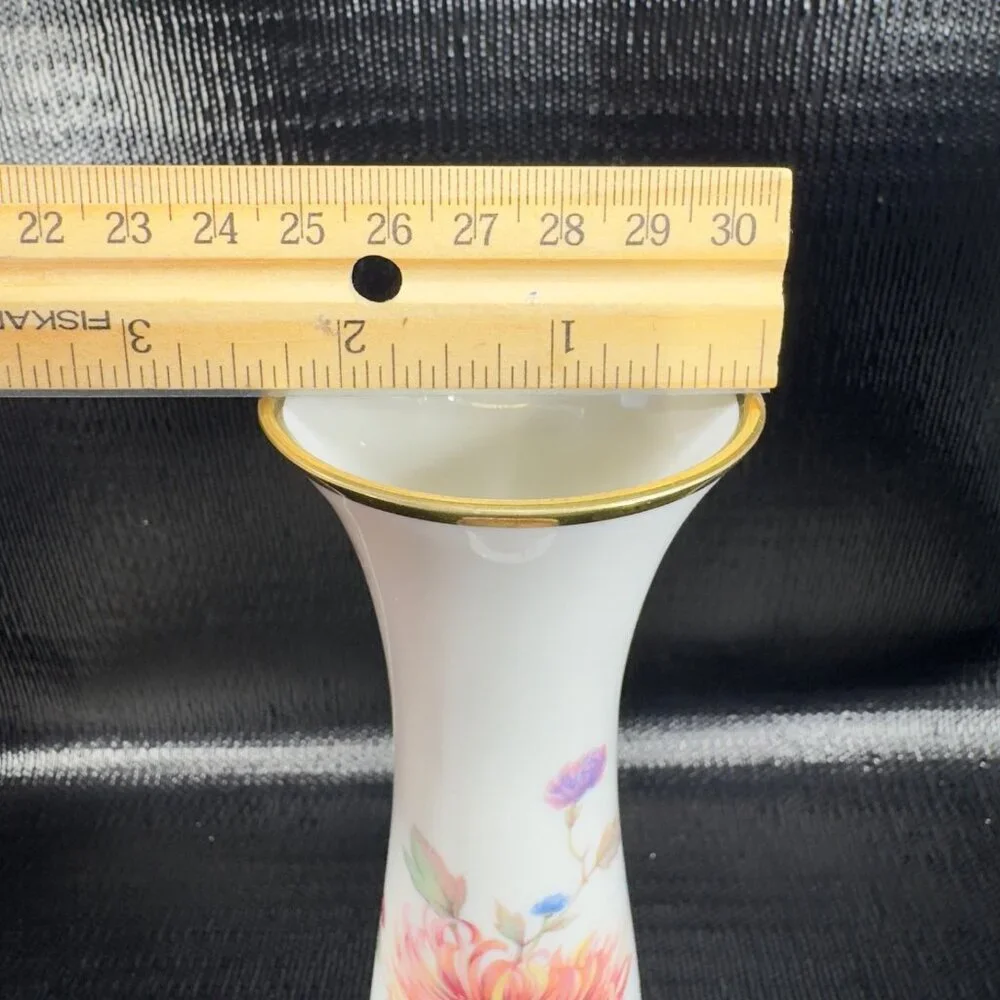 Vintage Lindner Kueps Bavaria Floral Vase Vessel Hand Painted‎ German Porcelain